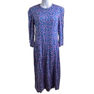 Vintage Jane Schaffhausen Belle France Purple‎ Floral Dress Size 8 Cottagecore